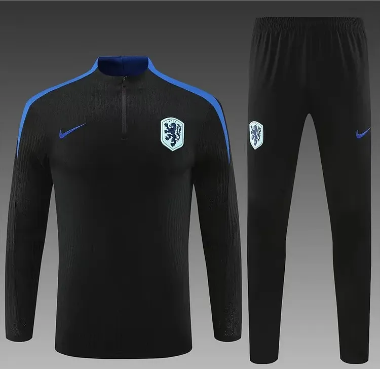 24-25 Netherlands black training suit half-pull suit