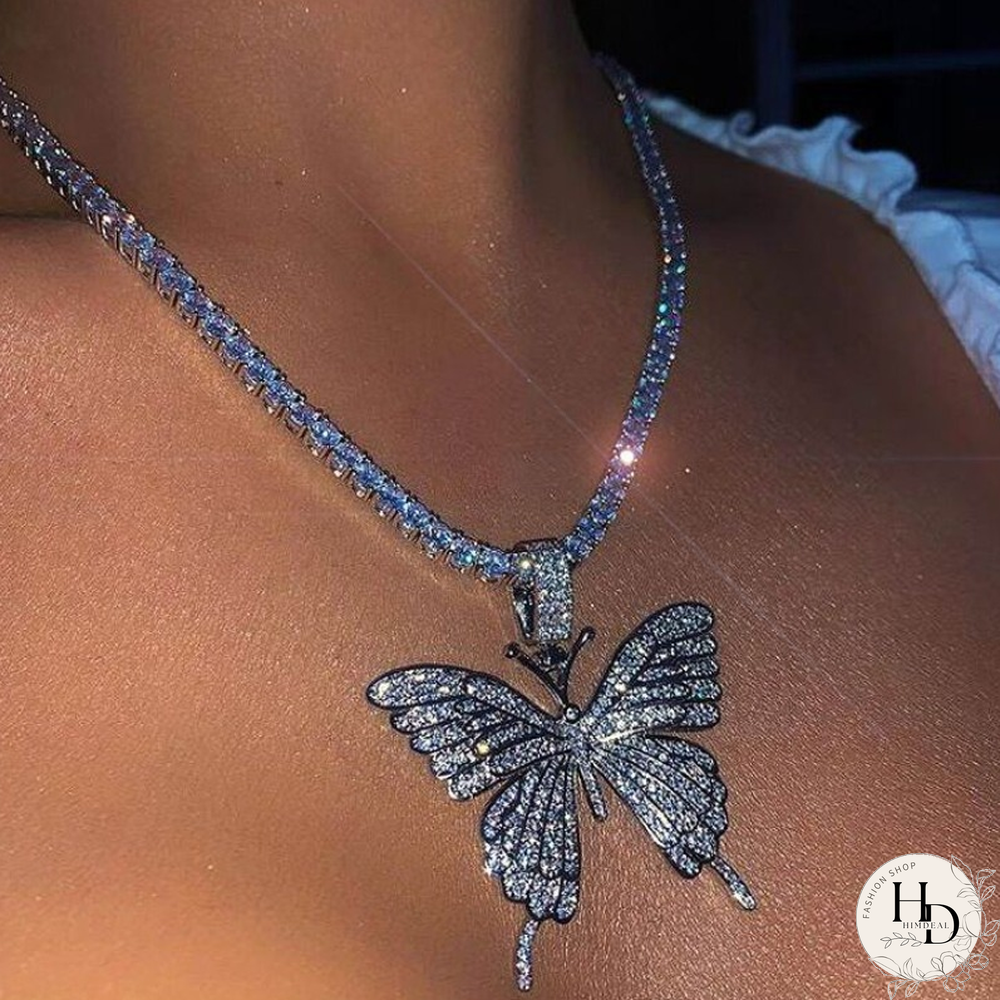 Silver Fashion Casual Butterfly Necklace Pendant