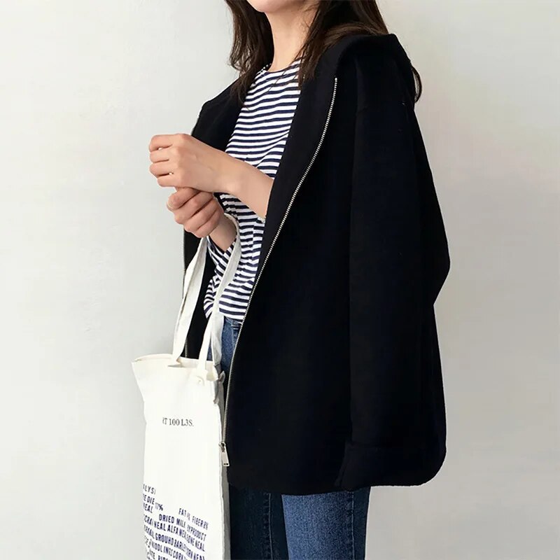 Hooded Coat Women's Short Spring Autumn New Korean Version Loose Solid Color Fashion Casual All-match Wool Jacket