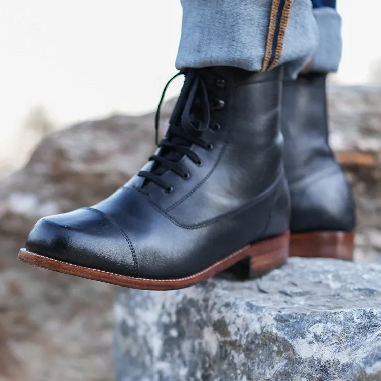 Men's Handmade Cap-Toe Leather Ankle Dress Boots