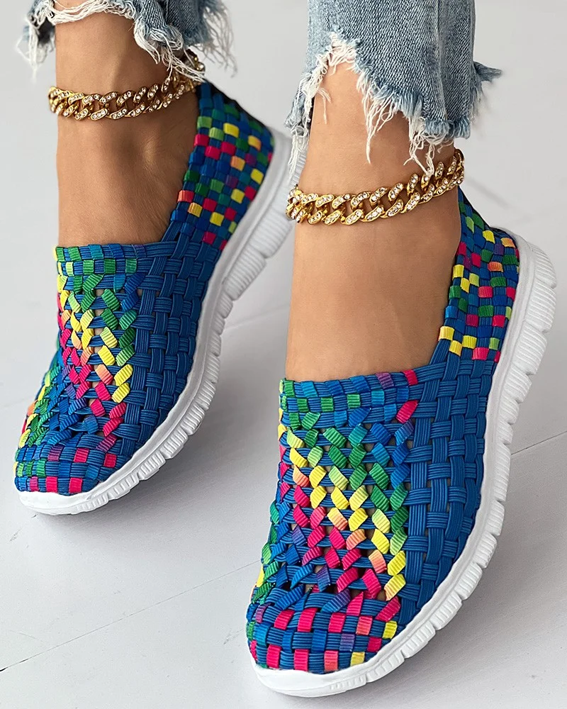 🔥Last Day Promotion 53%🔥Women's Colorblock Braided Slip-on Sneakers