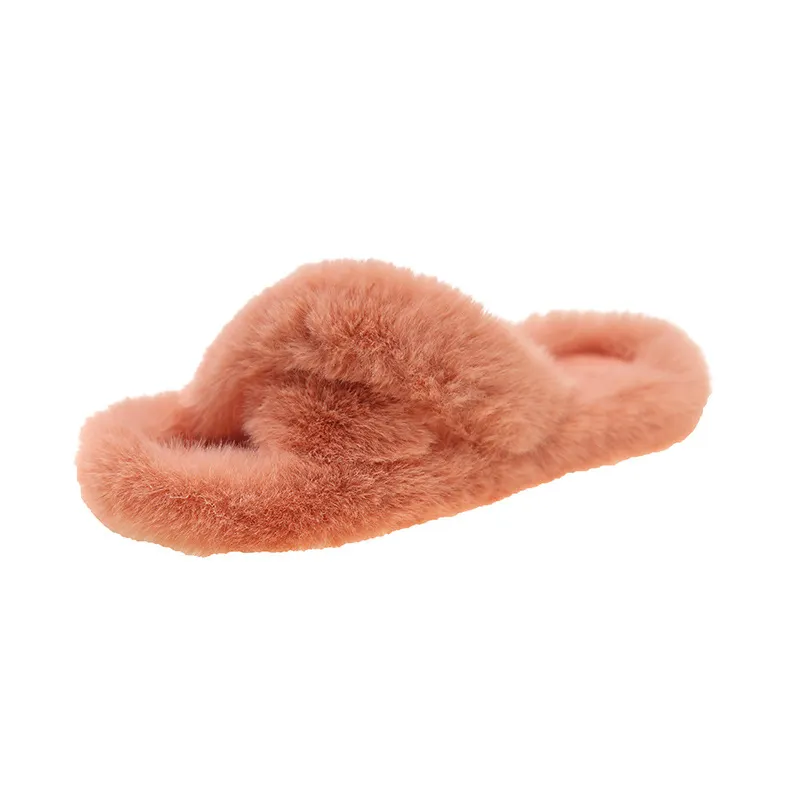 Breakj Breakj Slippers Women Wear Net Red Code 2025 New Autumn And Winter Warm Wear Cross Fur Slippers