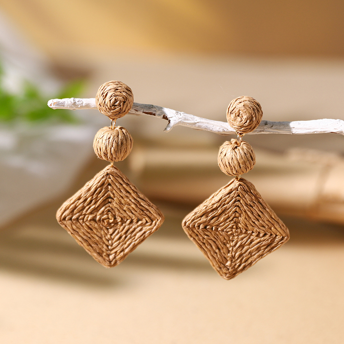 Women's Holiday Bohemian Style Raffia Hand-woven Earrings