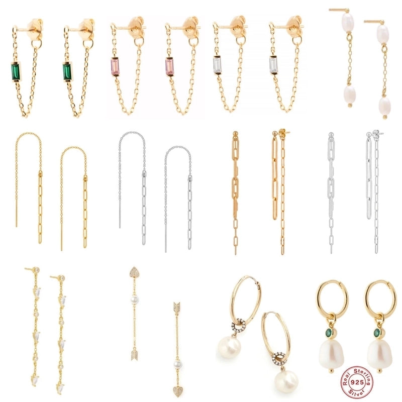 1 Pair 925 Sterling Silver Zircon Square Heart Shape Drop Earrings