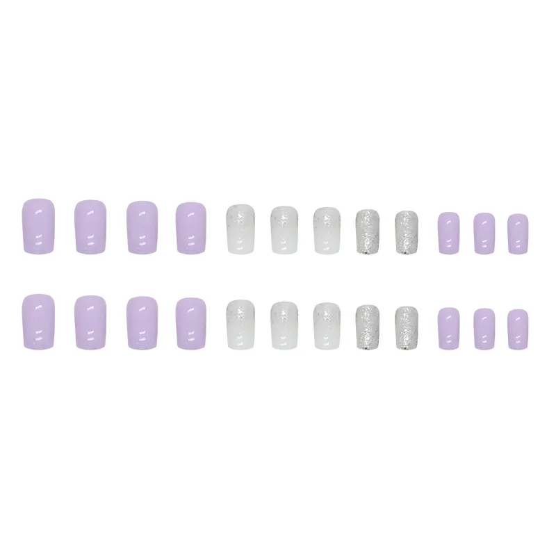 Churchf Churchf Color Sweet Taro Purple Tender Girl Nail Ins Wind Flash Pink Fake Nails Sweet Style Wear Armor