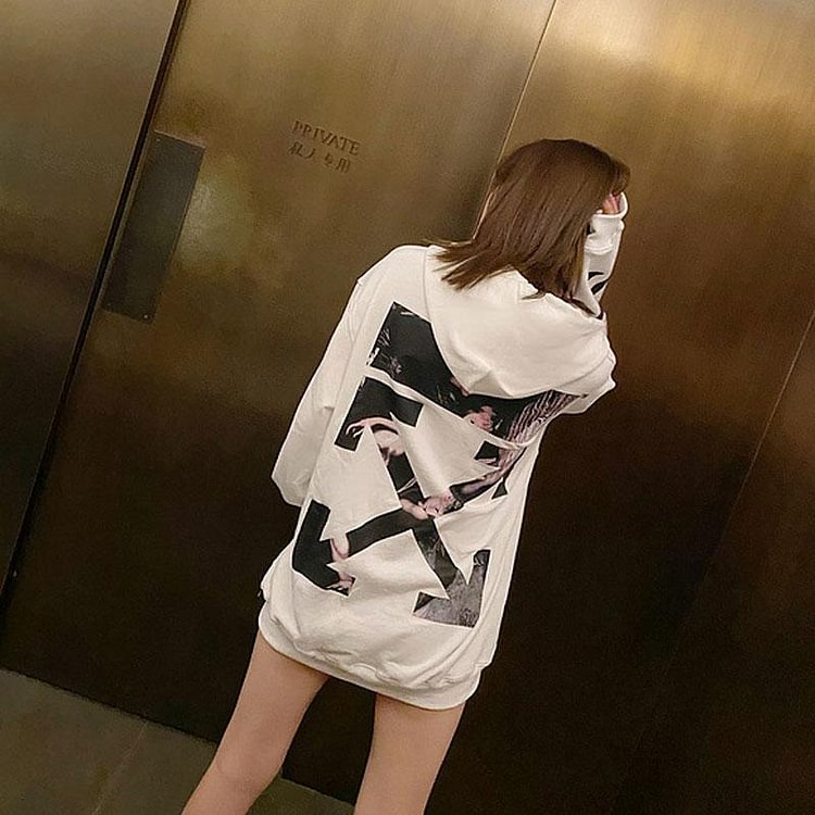 Off White Hoodie Off Ow Arrow Print Cotton Hooded Sweater for Men Owt