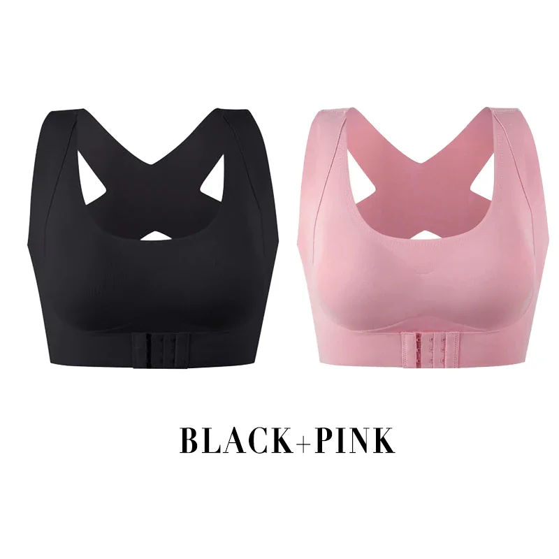 Billionm Front Closure Posture Corrector Bra Push Up Underwear Women Shockproof Back Support Active Bras Corset Bralette Top