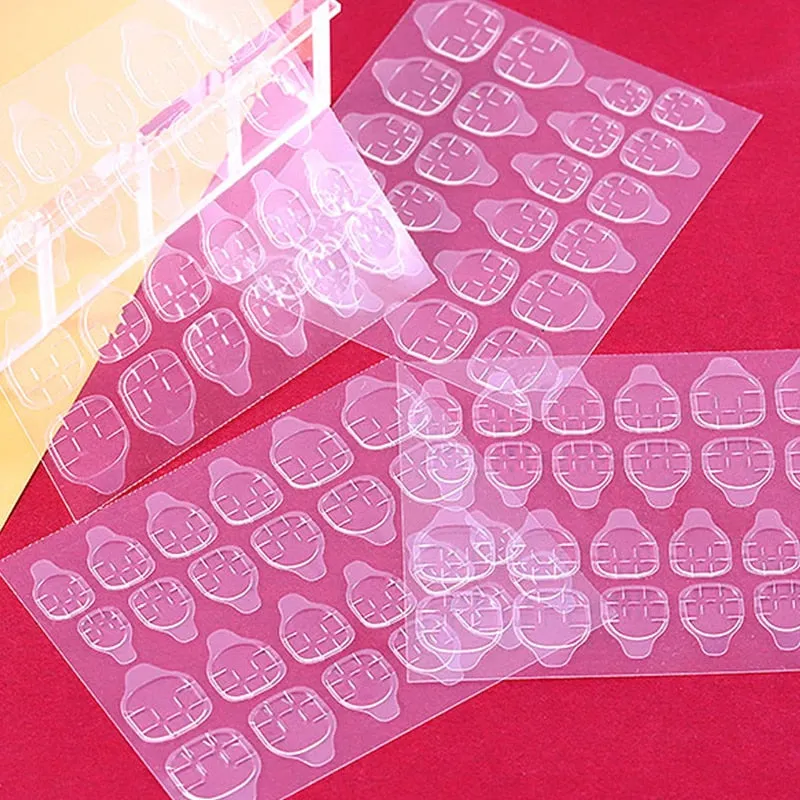 DIY Nail Art accessories Double-sided Adhesive Transparent Invisible finger Nail Stickers Clip Decals Press On False Nail Tools-Nail Inspo
