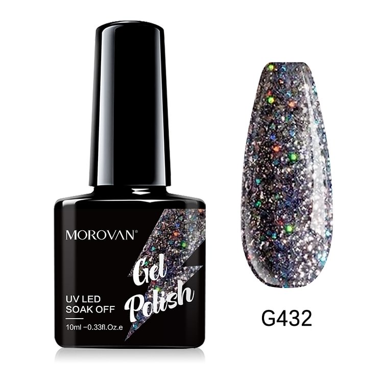 Morovan Dim Gray/Multicolor Glitter Gel Nail Polish G432