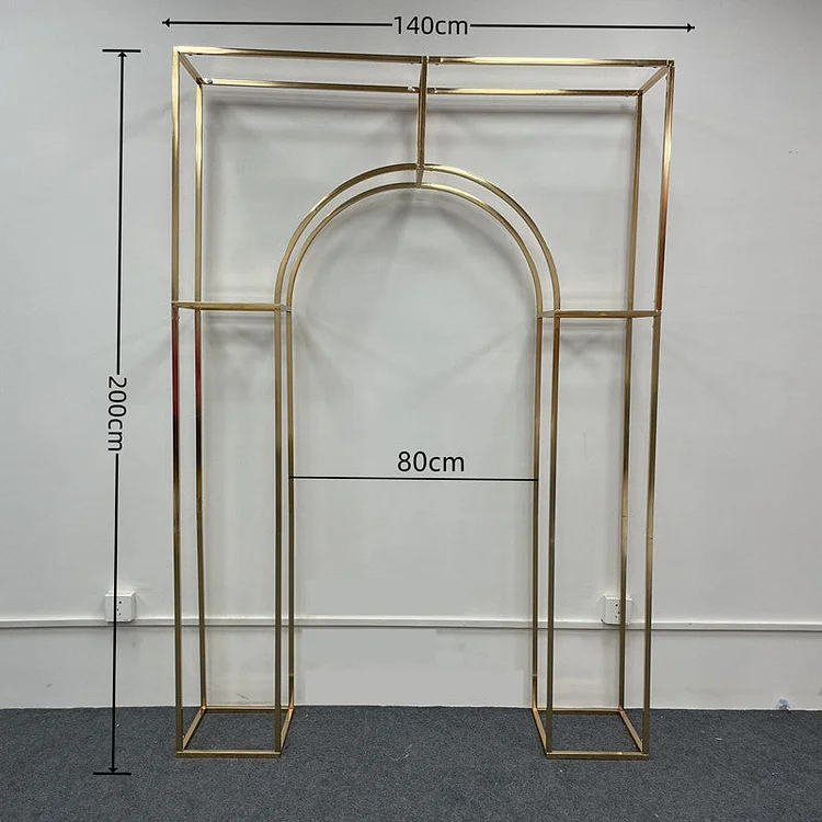 2M/2.6M Gold-plated Iron Square Screen Geometric Frame Tridimensional Flower Stand Wedding Arch Floral Shelf Party Backdrop Prop A7077