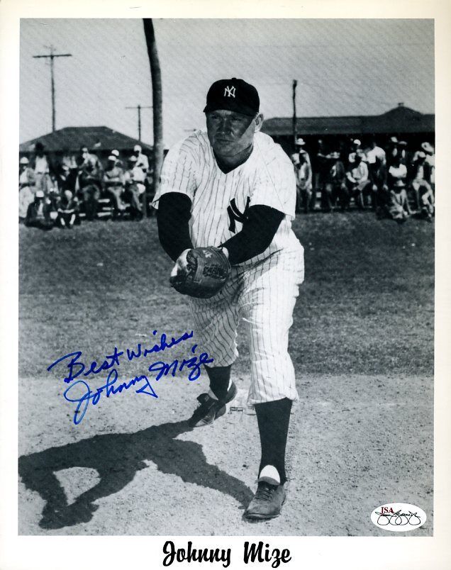 Johnny Mize Yankees Signed Jsa Cert Sticker 8x10 Photo Poster painting Authenticated Autograph