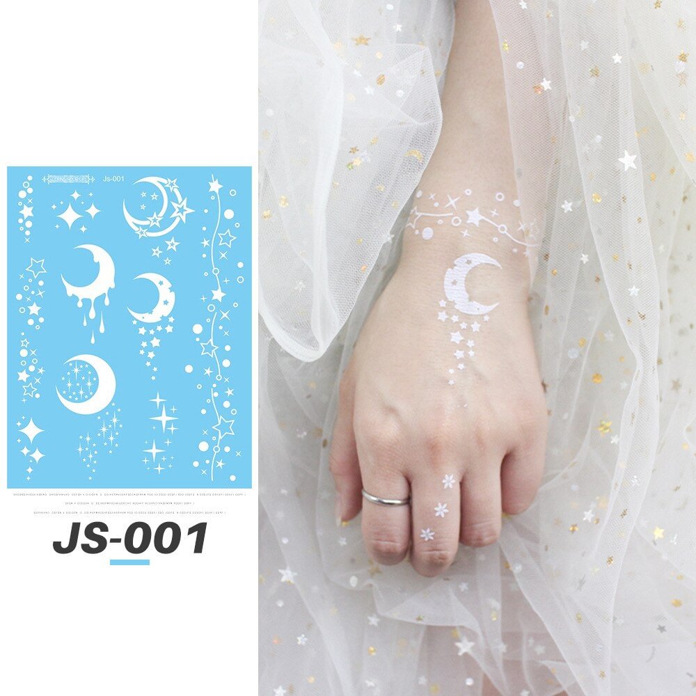 Gingf White Face Sticker Temporary Tattoo Waterproof Blocked Freckles Makeup Stickers Eye Decal Temporari Tatoo Henna for Freckles