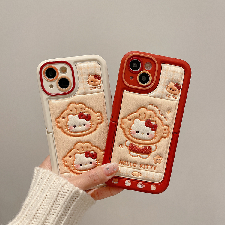 Kawaii Taiyaki Fish Cat Hidden Stand Phone Case