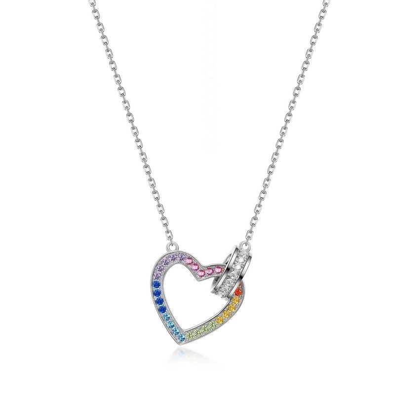 925 Sterling Silver Zircon Heart Shape Pendant Necklace