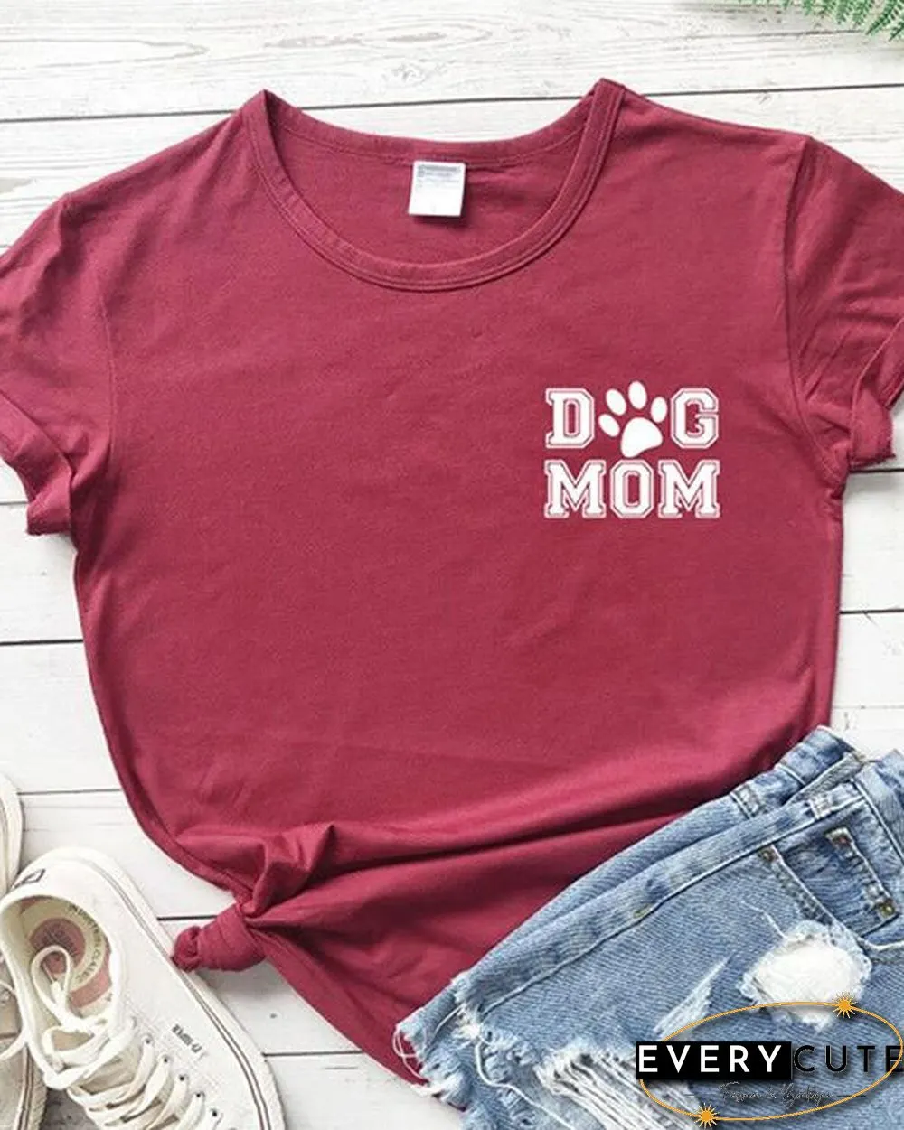 Dog Mom Cotton Tee Printed T-Shirt