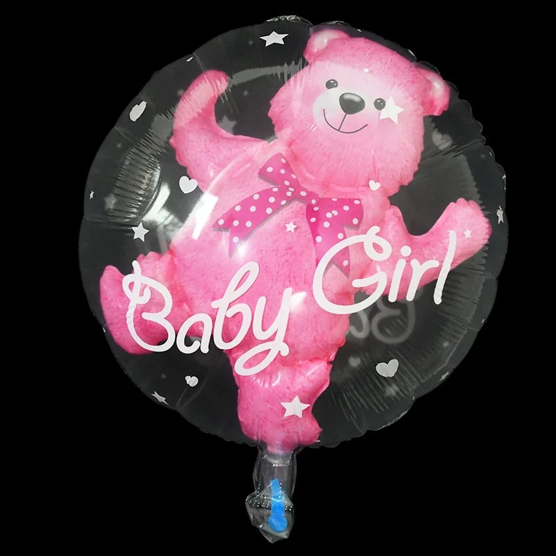 Baby Shower Transparent Baby Boy Girl Bear Bubble Ball Kids 1st Birthday Party Blue Pink Helium Balloon Gender Reveal Decoration