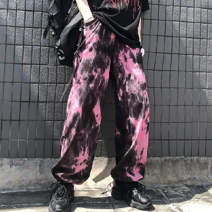 Street fashion tie-dye loose-fit slacks