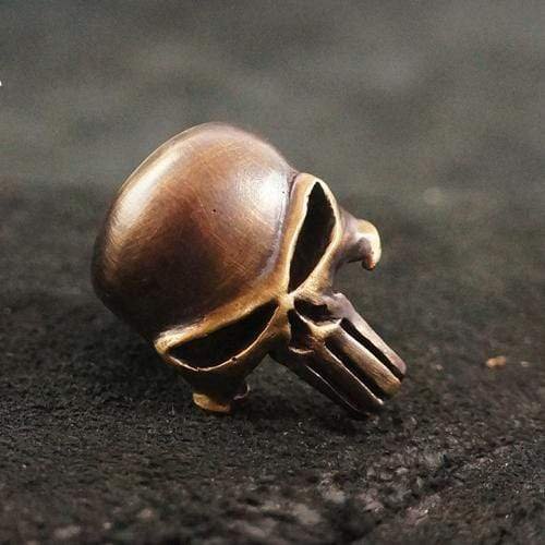 Punisher Brass Sterling Silver Skull Ring