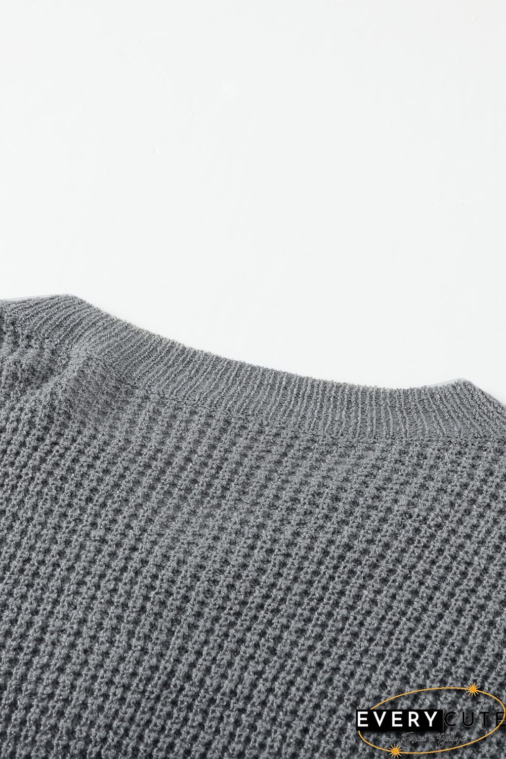 Gray Striped Raglan Sleeve Drop Shoulder Sweater