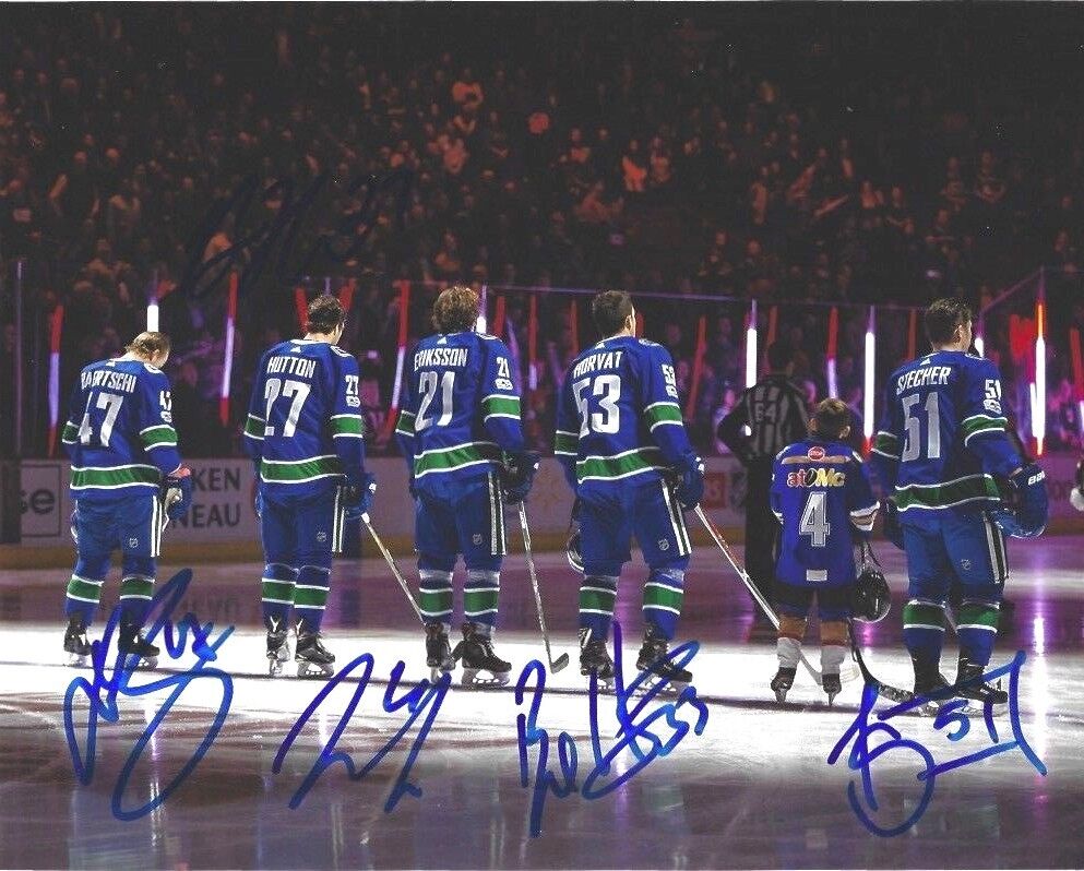 Vancouver Canucks Hutton Stetcher Erikson Baertschi Horvat Signed 8x10 Photo Poster painting COA