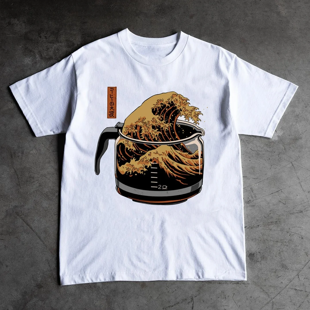 Waves In A Glass Print Short Sleeve T-Shirt