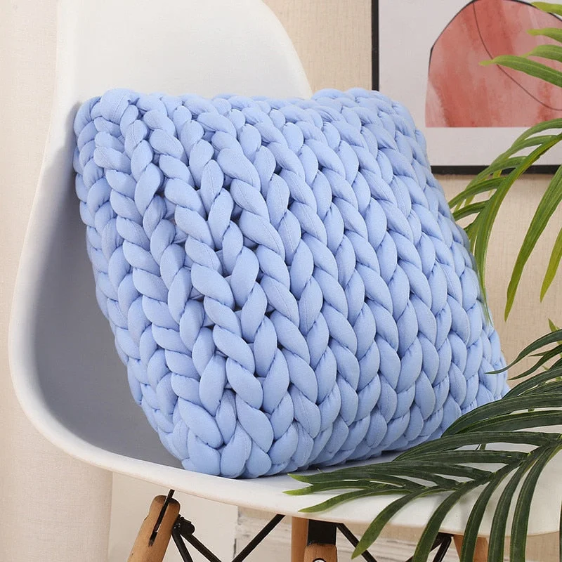 Square Chunky Wool Pillow Handmade Knitting Cushions INS Nordic Braided Cushion For Kids Room Decoration Sofa Bed Throw Pillows