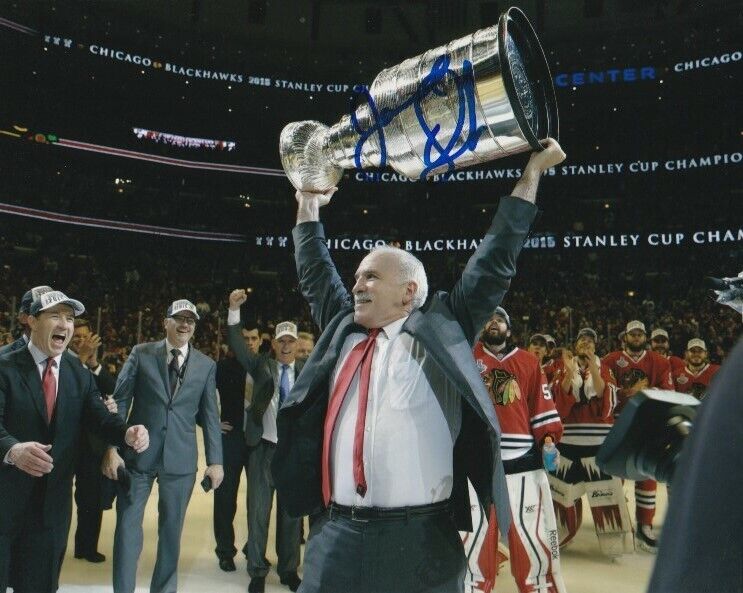 JOEL QUENNEVILLE SIGNED CHICAGO BLACKHAWKS STANLEY CUP 8x10 Photo Poster painting #1 Autograph