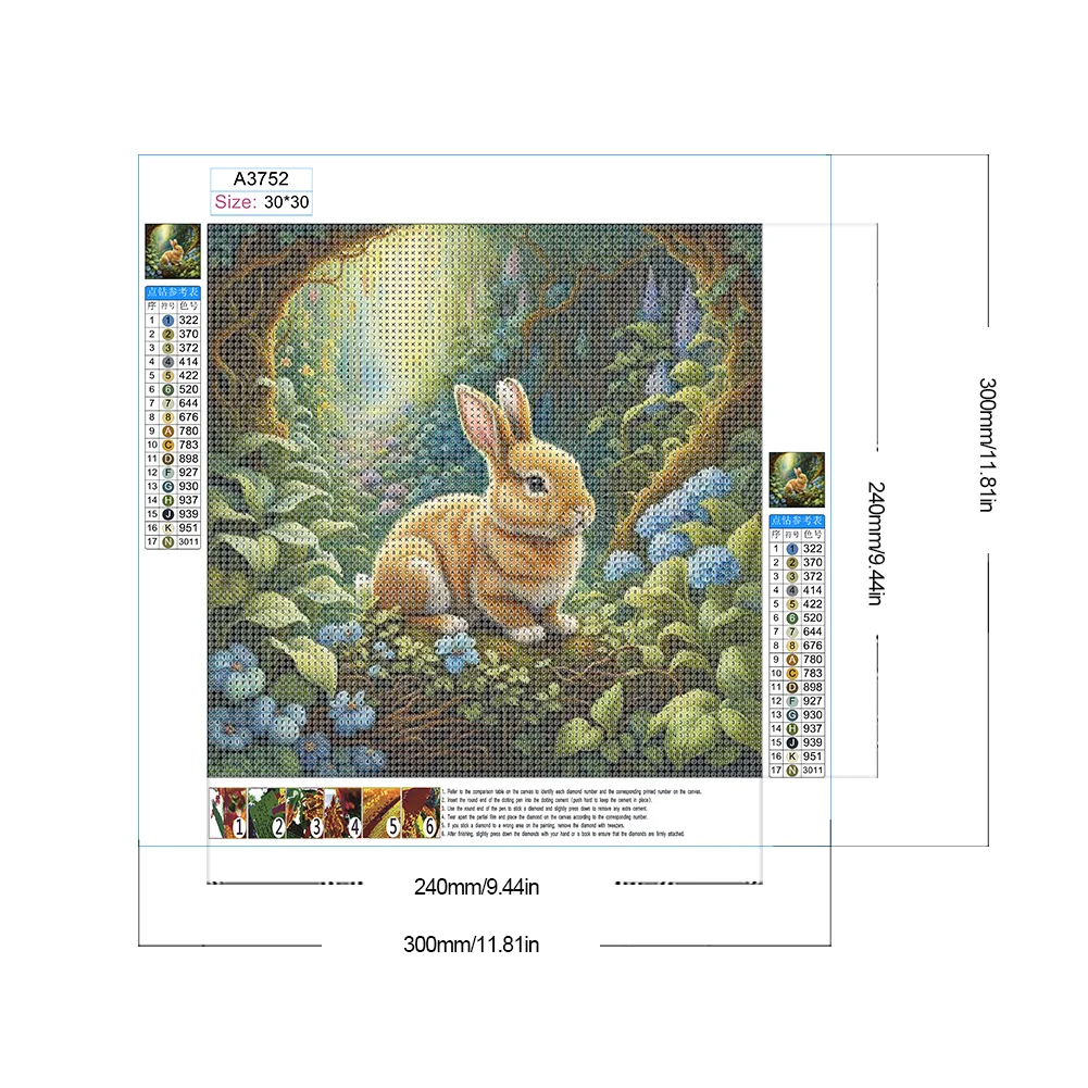 Diamond Painting - Full Round Drill - Rabbit(Canvas|30*30cm)