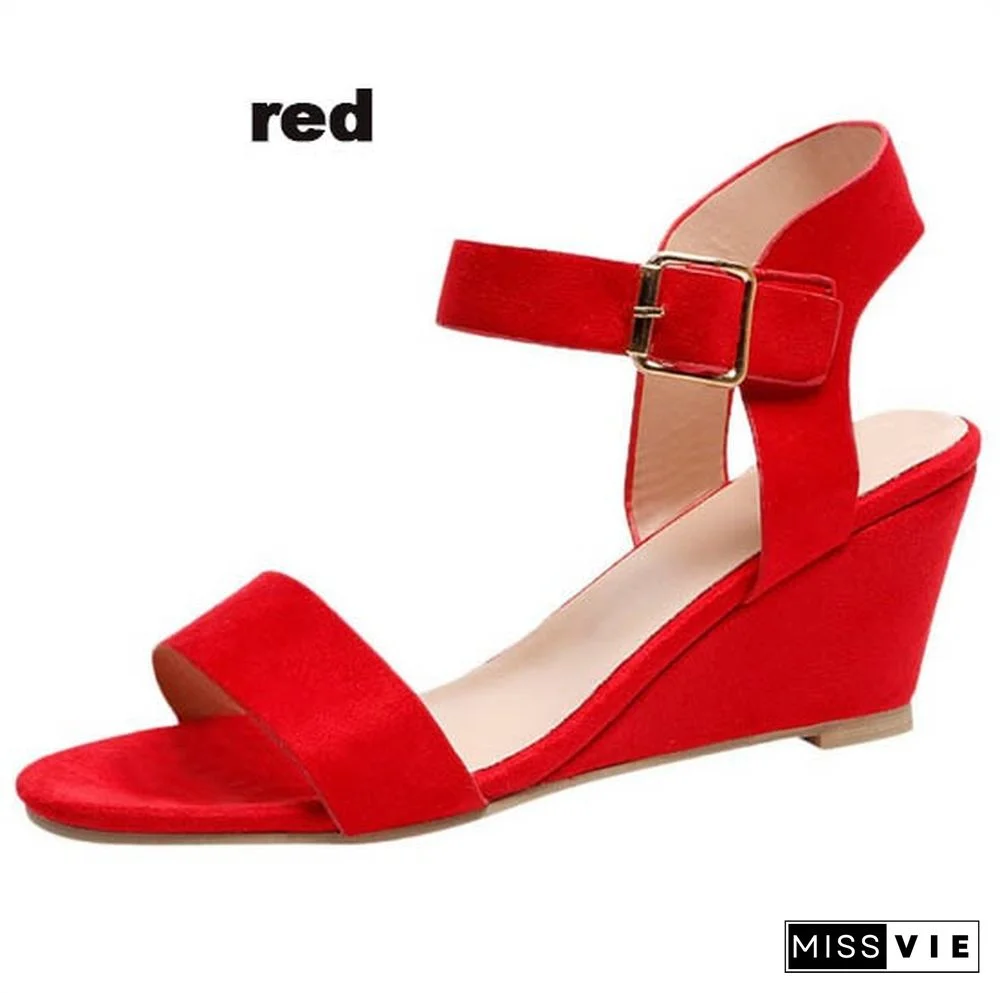 Summer new women's high-heel buckle sandals temperament versatile Size：EU 35-43