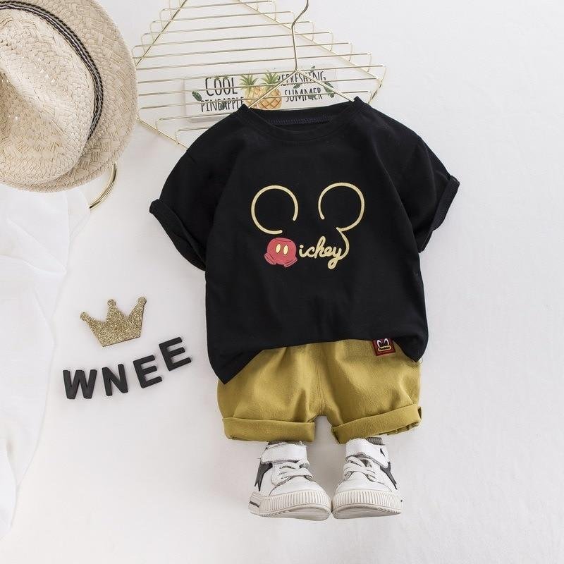 Baby Boy Girl Summer Sets Cotton Infant Children Clothes Cartoon Print Costume for Kids 1 2 3 4 Years Short Outfits 2 Pieces