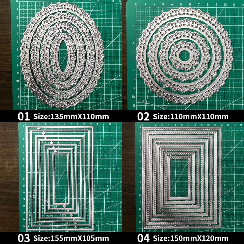 Frames Square Card Curves Border Metal Cutting Dies for DIY Scrapbook Cutting Die Paper Cards Embossed Decorative Craft Die Cut