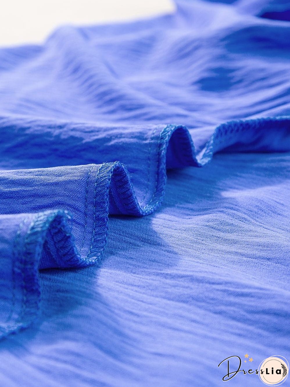 Navy Blue Collared Smocked Sleeve Cuffs Loose Fit Blouse