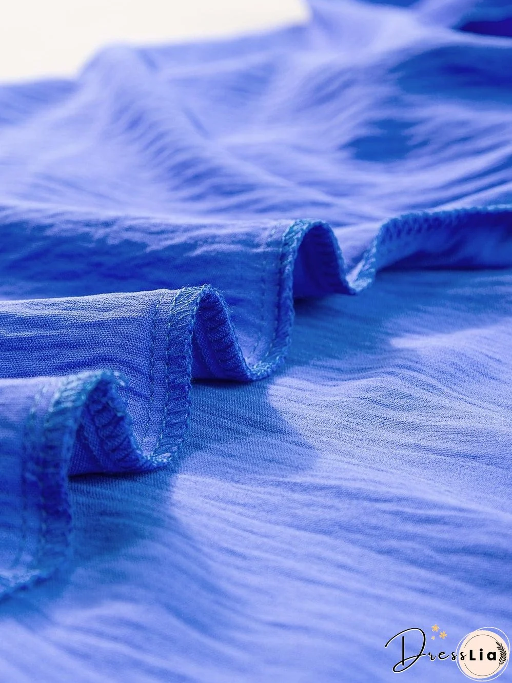 Navy Blue Collared Smocked Sleeve Cuffs Loose Fit Blouse