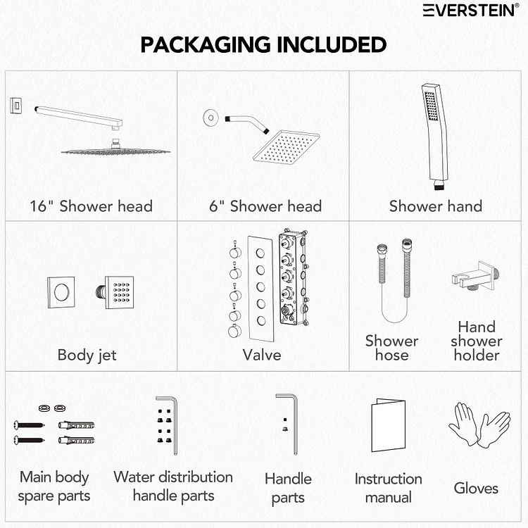 16-Inch Wall Mount Dual Shower Head Set SFS-1064-GD16