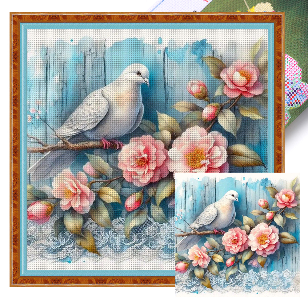 Flower Dove Full 11CT Pre-stamped Canvas(40*40cm) Cross Stitch