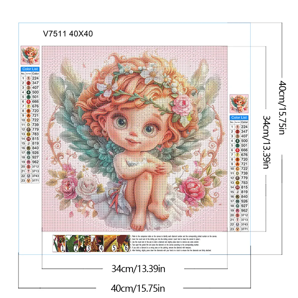 Full Round Diamond Painting 40*40cm - Flowers And Grass Peace Angel Girl
