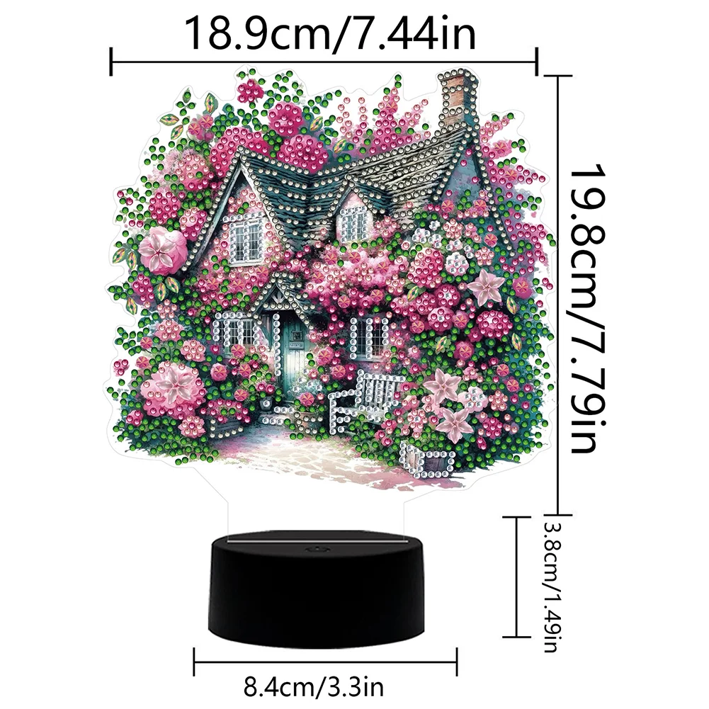5D DIY Flower House Diamond Painting Night Light Diamond Art Lamp Home Decor