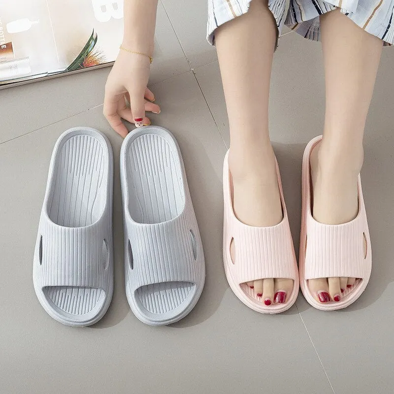 2021 Home Soft Slippers Ladies/men's Thick Bottom Slipper Women Indoor Bathroom Anti-slip Floor Slides Silent Slippers