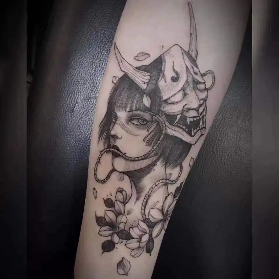 Big Size Dark Girl Fake Tatttoo Stickers For Men Women Arm Chest Temporary Tattos Waterproof Body Art Flash Decals