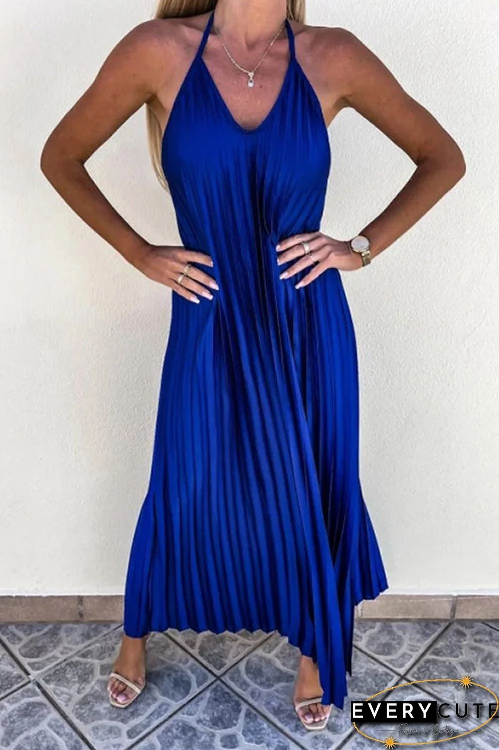 Breeze Slip Pleated Maxi Dress