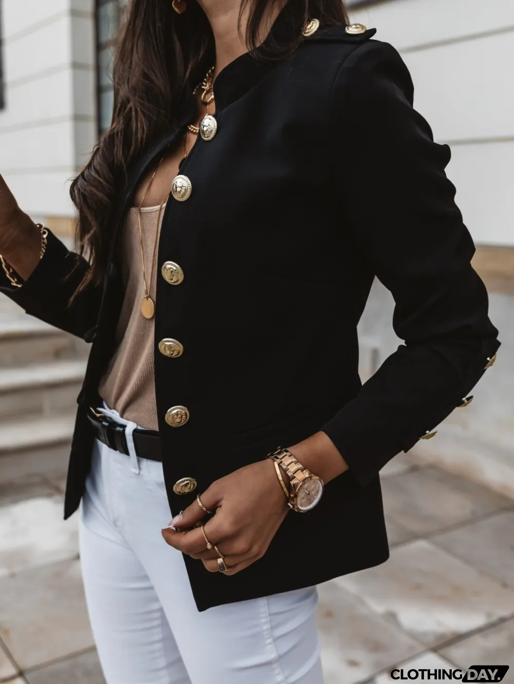 Autumn Solid Plain Button Up Retro Jacket