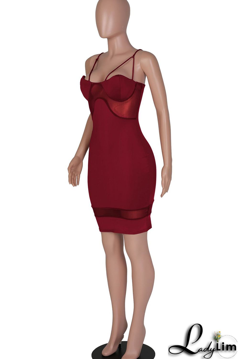 Black Fashion Sexy Solid Split Joint Backless Spaghetti Strap Sleeveless Dress