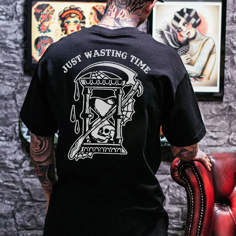 Cloeinc JUST WASTING TIME printed casual T-shirt designer -  UPRANDY