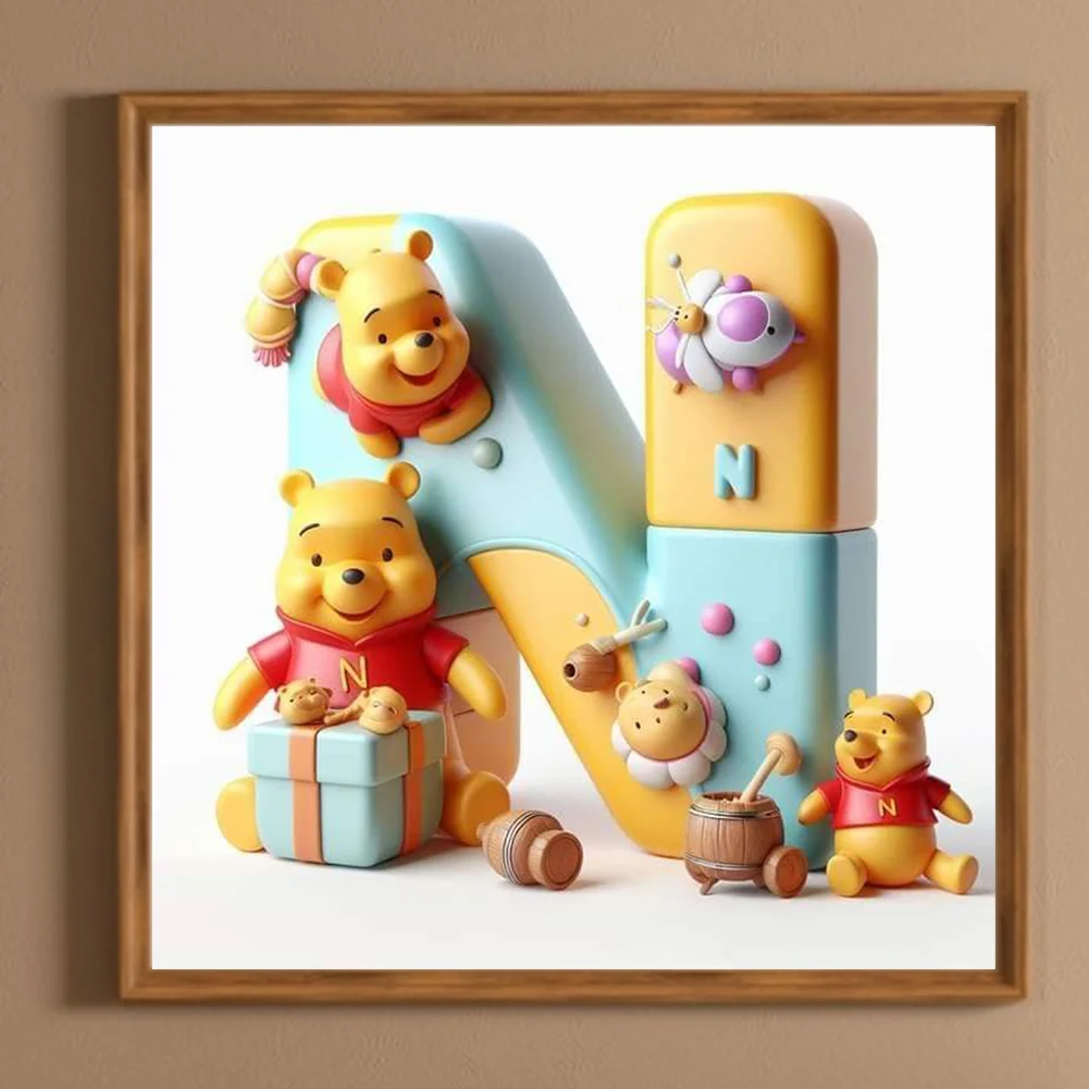 Full Round Diamond Painting 30*30cm - Winnie The Pooh'S 26 Letters N