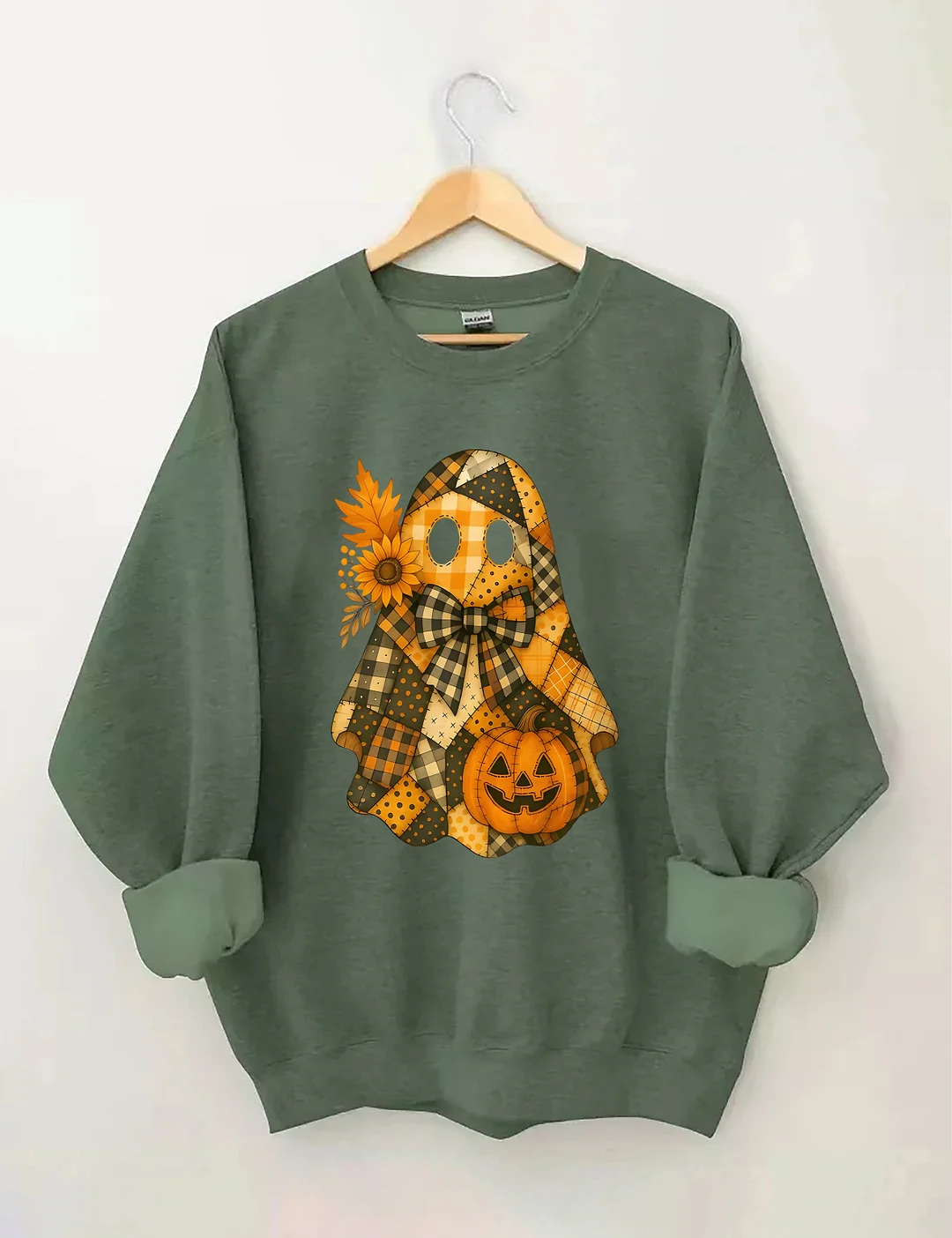 Retro Splicing Cute Ghosts And Pumpkins Sweatshirt