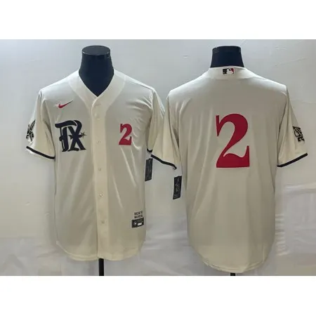 Men's Texas Rangers #2 Marcus Semien Cream 2023 City Connect With Patch Stitched Baseball  Jersey