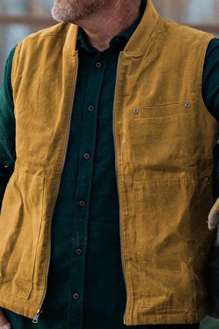 Casual Vintage Zip Western Vest