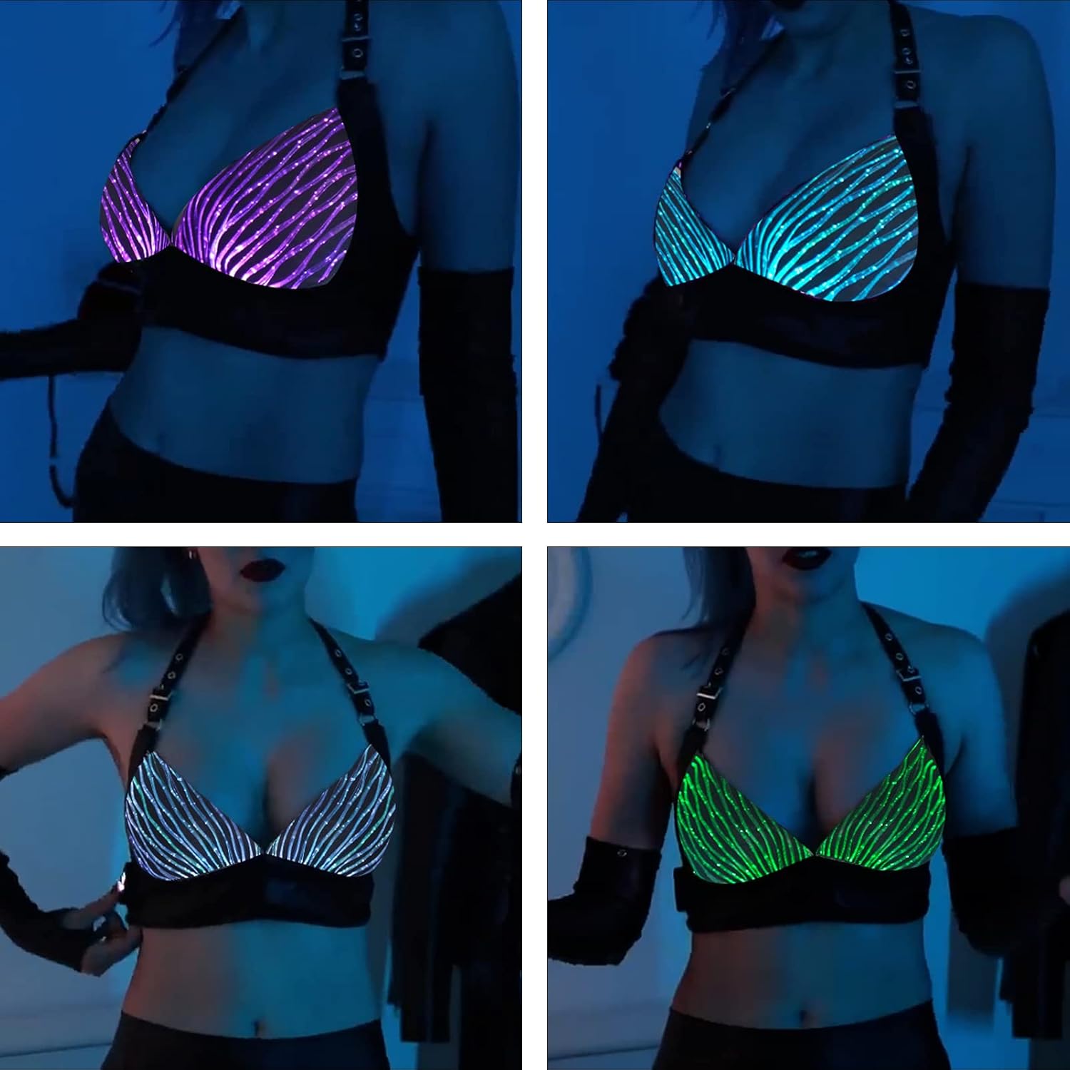 Lovingerie - Halloween Glowing Bra With Multiple Color Changing Luminous Underwear for Stage Performance Costume