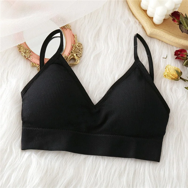 Women Tank Crop Top Seamless Underwear Crop Tops Sexy Lingerie Backless Bra Push Up Bralette Brassiere Intimate Camisole Femme