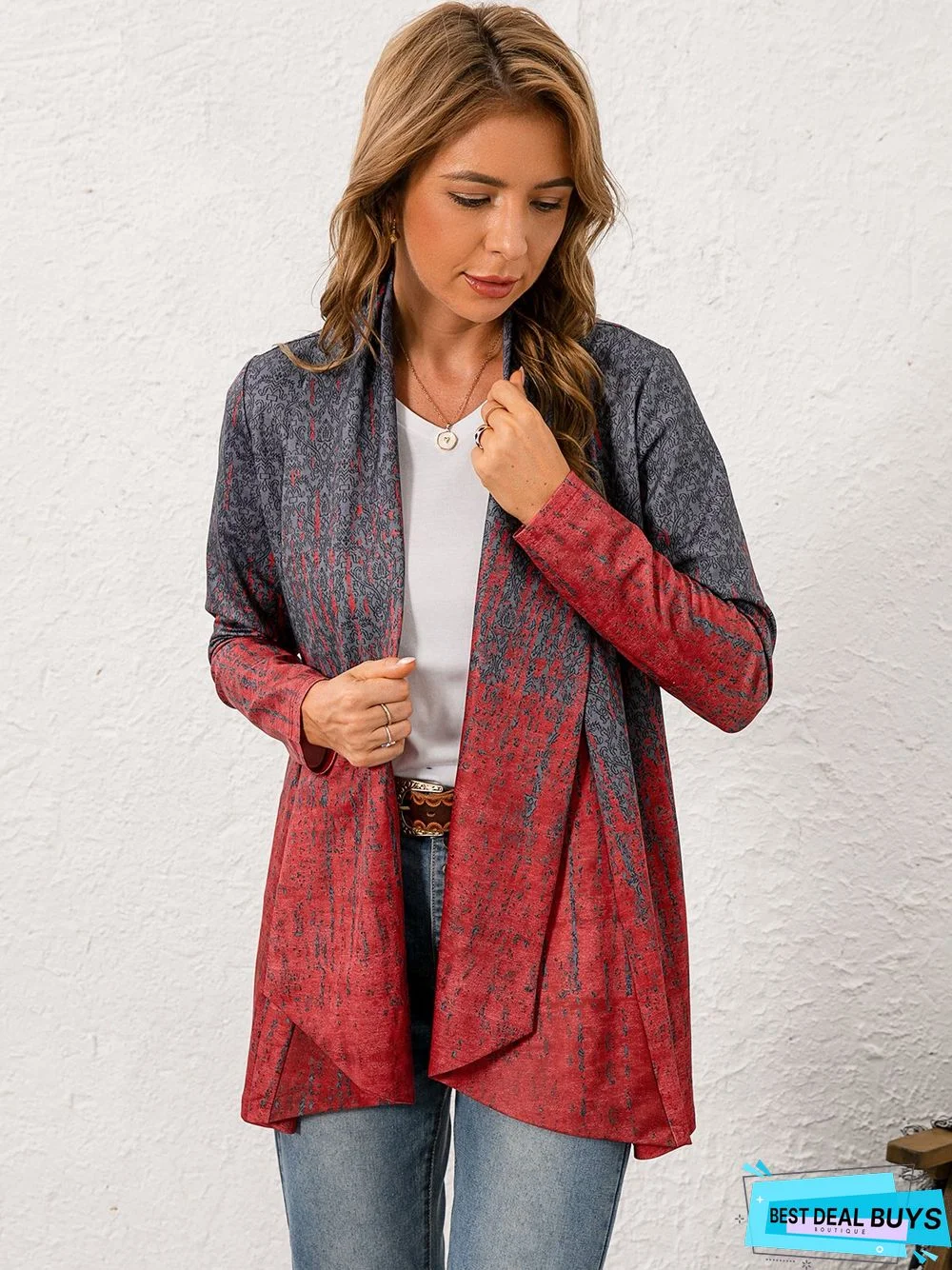 Loose Collarless Casual Cardigan